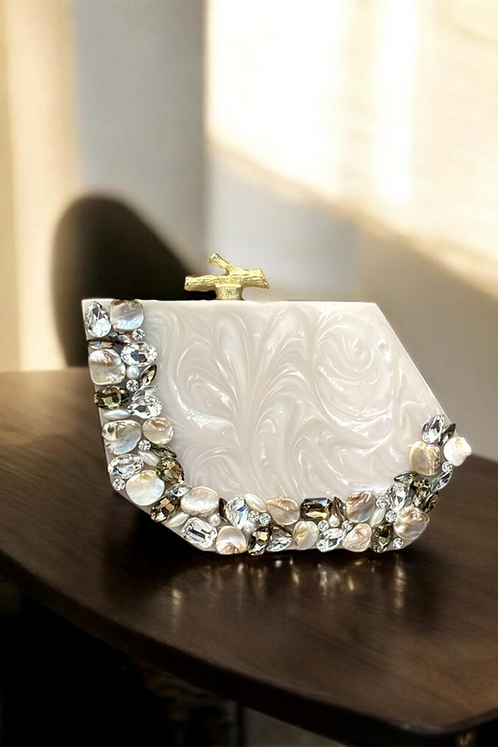 Ivory Aura Resin Clutch