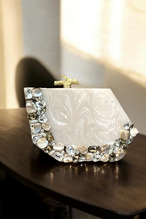 Ivory Aura Resin Clutch