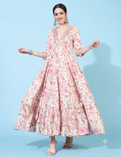Ivory Floral Anarkali