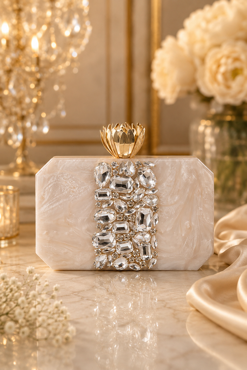 Ivory Lotus Resin Clutch