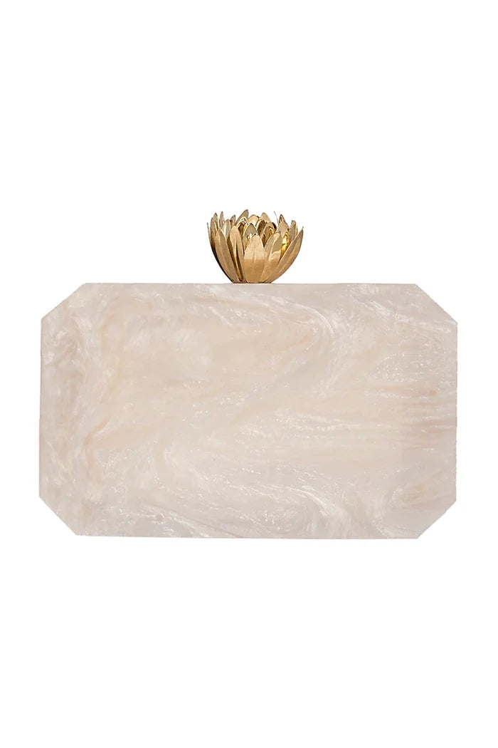 Ivory Lotus Resin Clutch
