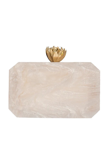 Ivory Lotus Resin Clutch