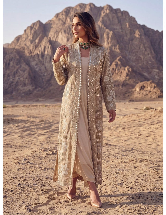 Ivory Embroidered Jacket Set