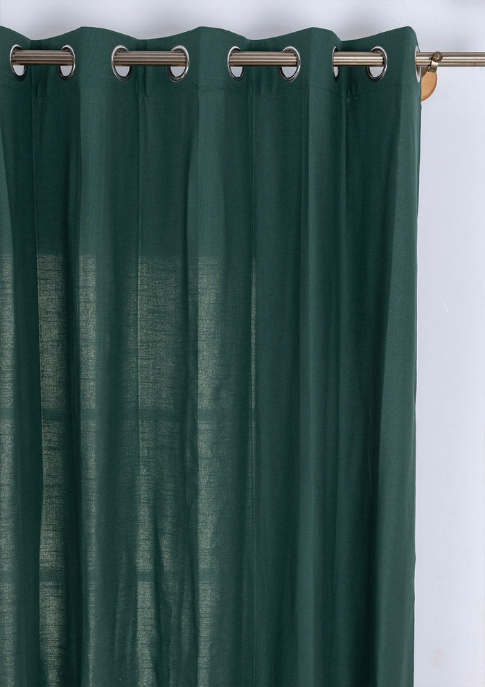 Jade Green 100% Cotton Plain Curtain for living room & bedroom - Room Darkening - Single Piece