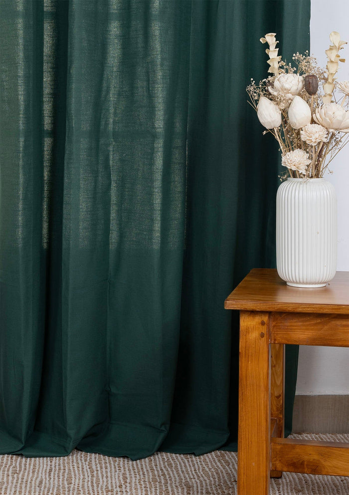 Jade Green 100% Cotton Plain Curtain for living room & bedroom - Room Darkening - Single Piece