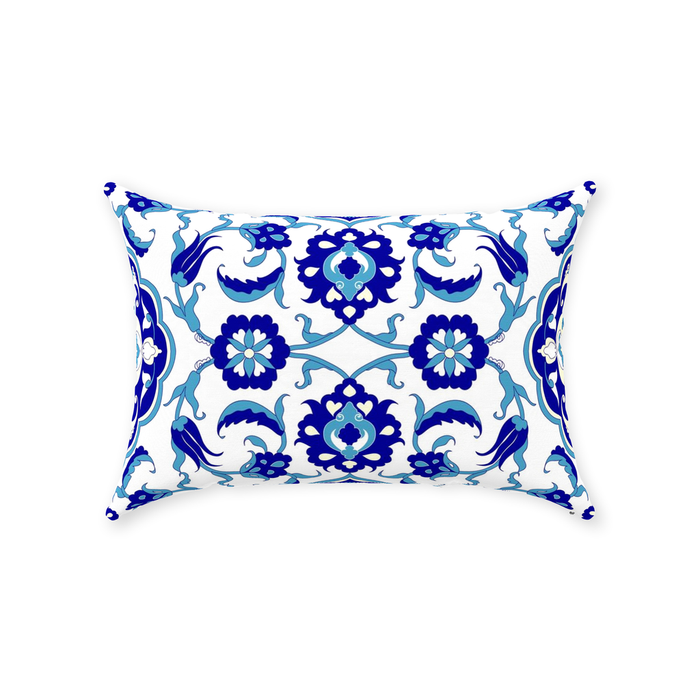Jasmine Ottoman Cotton Pillows Aqua Blue