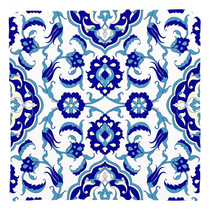 Jasmine Ottoman Cotton Pillows Aqua Blue