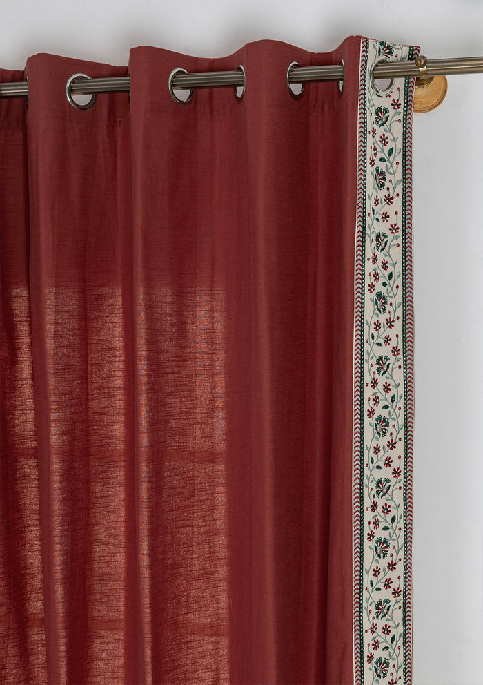 Kadamba Crimson Red 100% Cotton Plain Curtain for living room & bedroom - Room Darkening - Single Piece