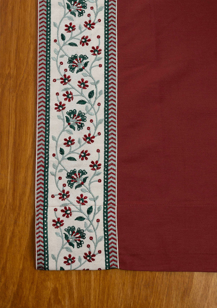 Kadamba Crimson Red 100% Cotton Plain Curtain for living room & bedroom - Room Darkening - Single Piece