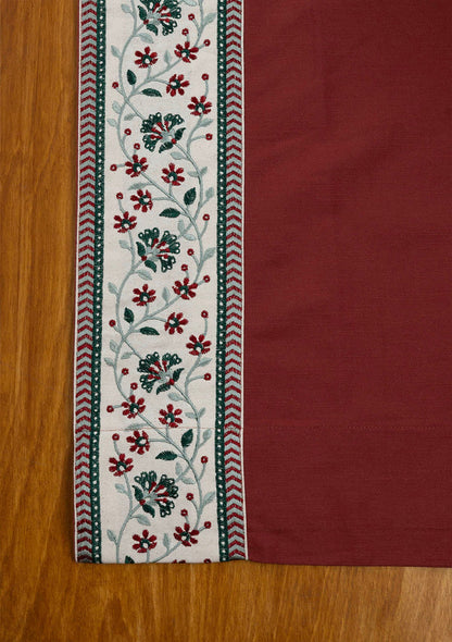 Kadamba Crimson Red 100% Cotton Plain Curtain for living room & bedroom - Room Darkening - Single Piece