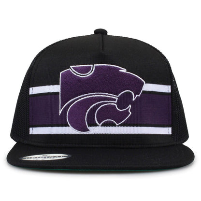Kansas State University Class of '92 trucker hat, front view with embroidered logo and stripes