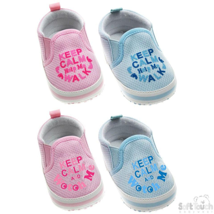 "KEEP CALM AND WATCH ME" SLIP ON SHOES: B1217 - Kidswholesale.co.uk