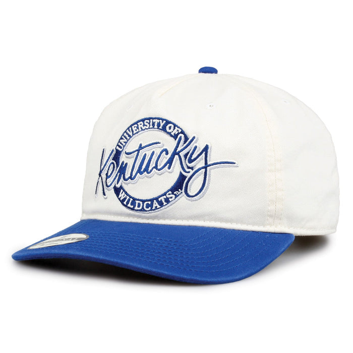 Kentucky Original Circle snapback hat showing embroidered front design and brim, angled view