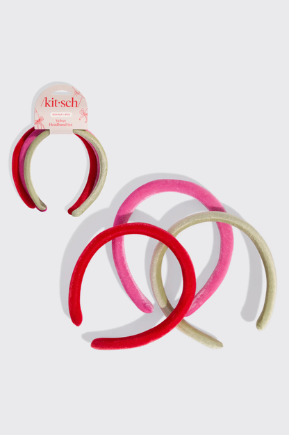 KITSCH - Velvet Headband 3pc Set