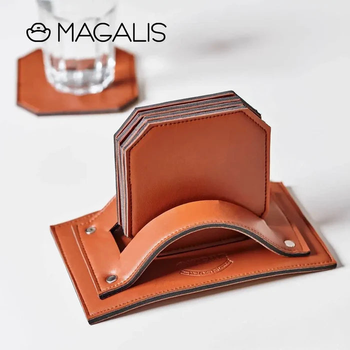 Leather Coasters - ( Set of 5 ) - Magalis Egypt