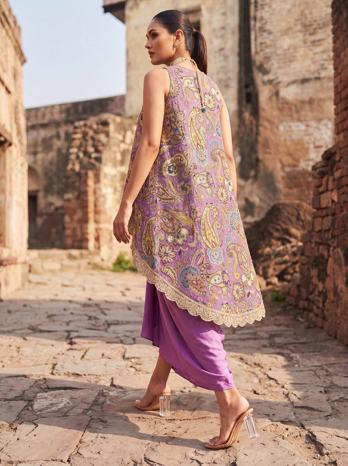 Lilac High Low Top Pleated Skirt Singapore