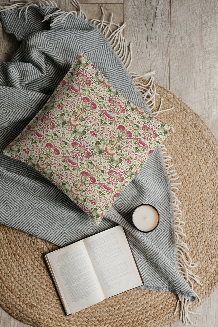 Lodden Cotton Throw Pillows William Morris Rose Thyme