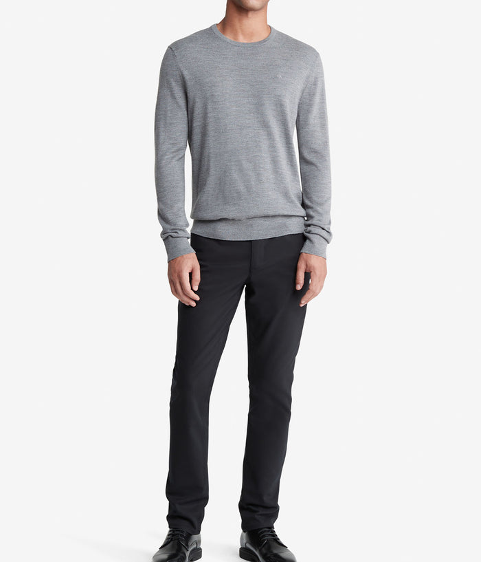 Long Sleeve Solid Extrafine Merino Crew 14Gg Gray
