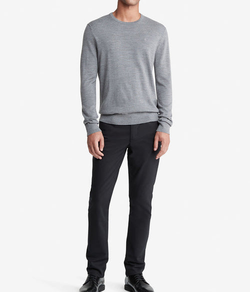 Long Sleeve Solid Extrafine Merino Crew 14Gg Gray