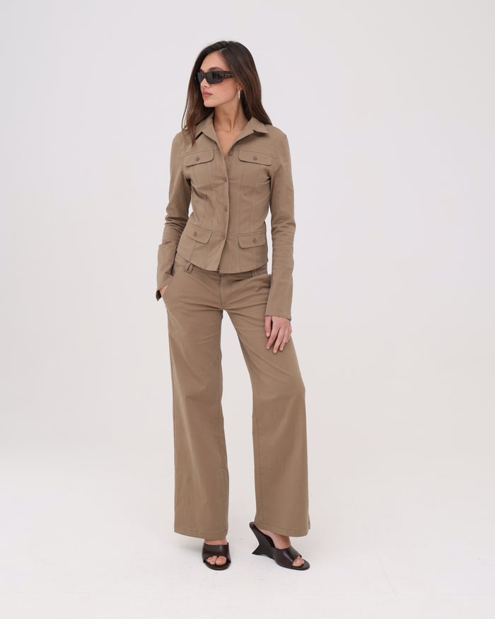 Low Rise Pocket Pant - Brown