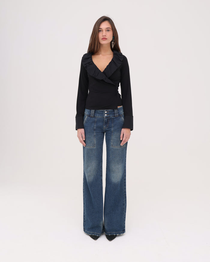 LS Frill Shirt - Black