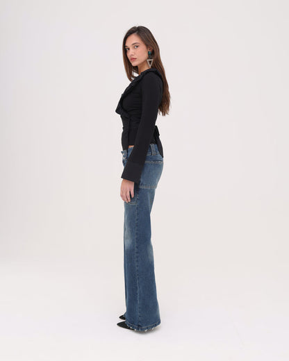 LS Frill Shirt - Black