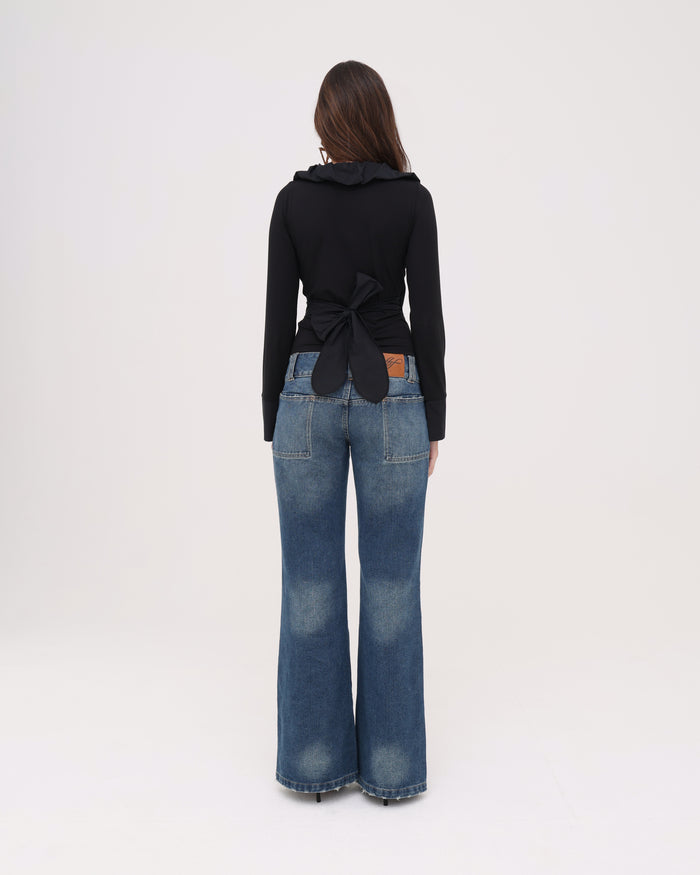 LS Frill Shirt - Black