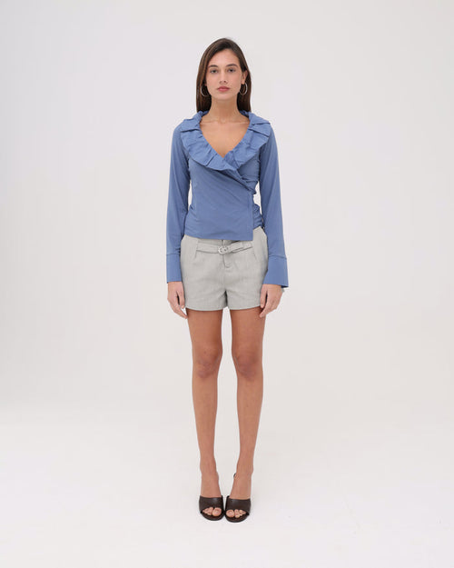 LS Frill Shirt - Midnight Blue