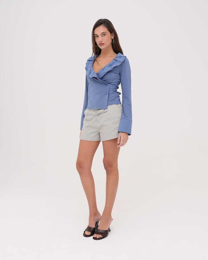 LS Frill Shirt - Midnight Blue