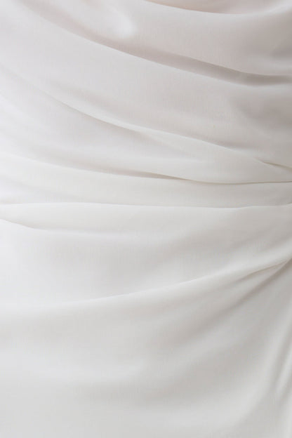 Lucile Cowl Drape Satin Mini Dress - White