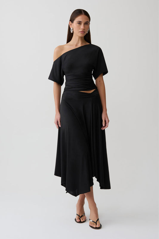 Luu Slinky Midi Skirt - Black