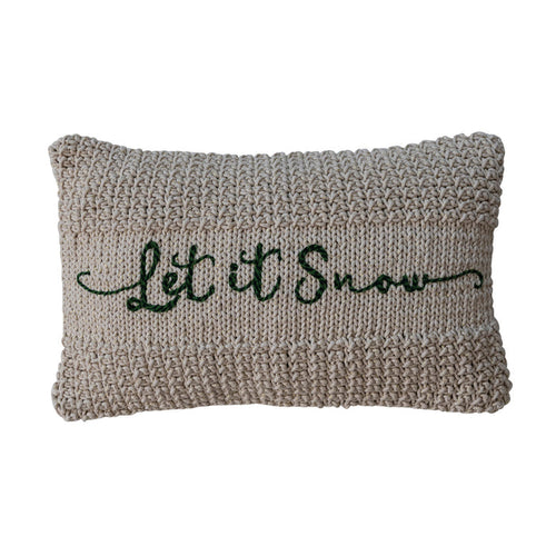 Macrame  Pillow Embroidery "Let It Snow"