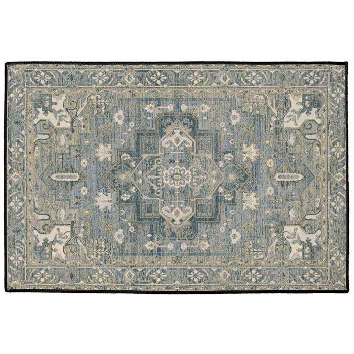 Mahsa Persian Indoor/Outdoor Floor Mat Antique Gray Cream