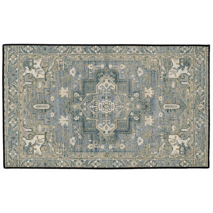 Mahsa Persian Indoor/Outdoor Floor Mat Antique Gray Cream