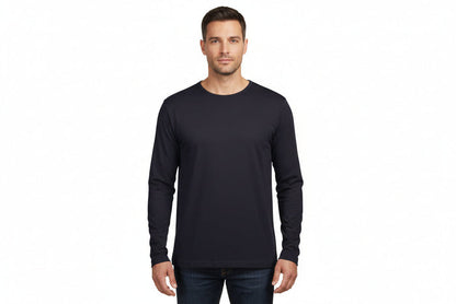Marinblå långärmad t-shirt för herr