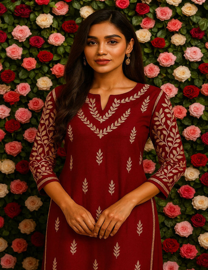 Maroon chikankari kurti Singapore