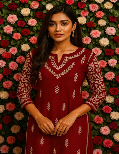 Maroon chikankari kurti Singapore