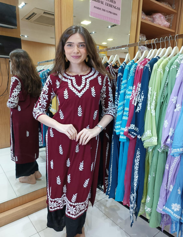 Maroon long kurti shop new arrivals