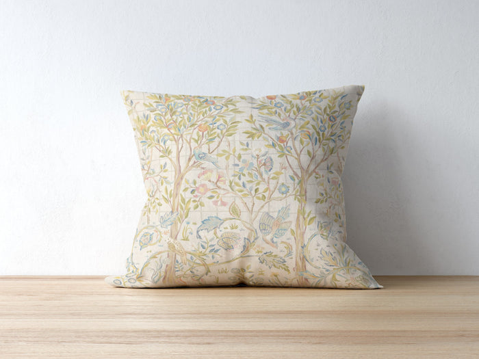 Melsetter Cotton Throw Pillows William Morris Ivory Sage Green