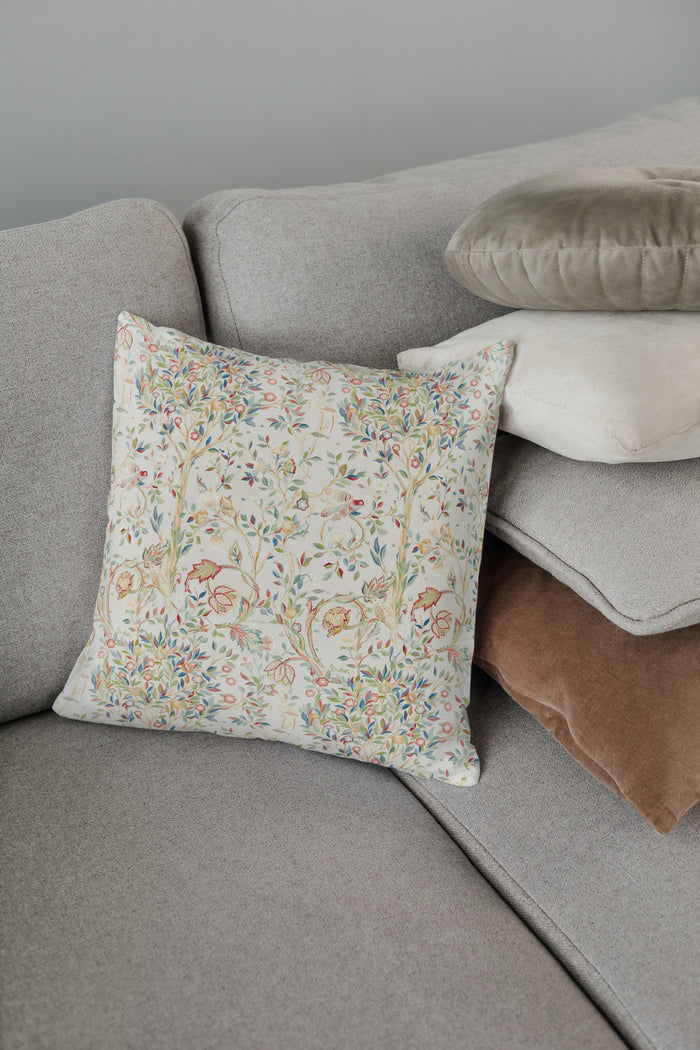 Melsetter Cotton Throw Pillows William Morris Linen Cream