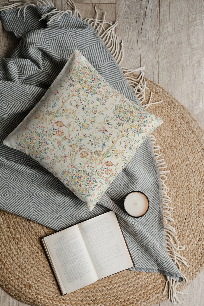 Melsetter Cotton Throw Pillows William Morris Linen Cream
