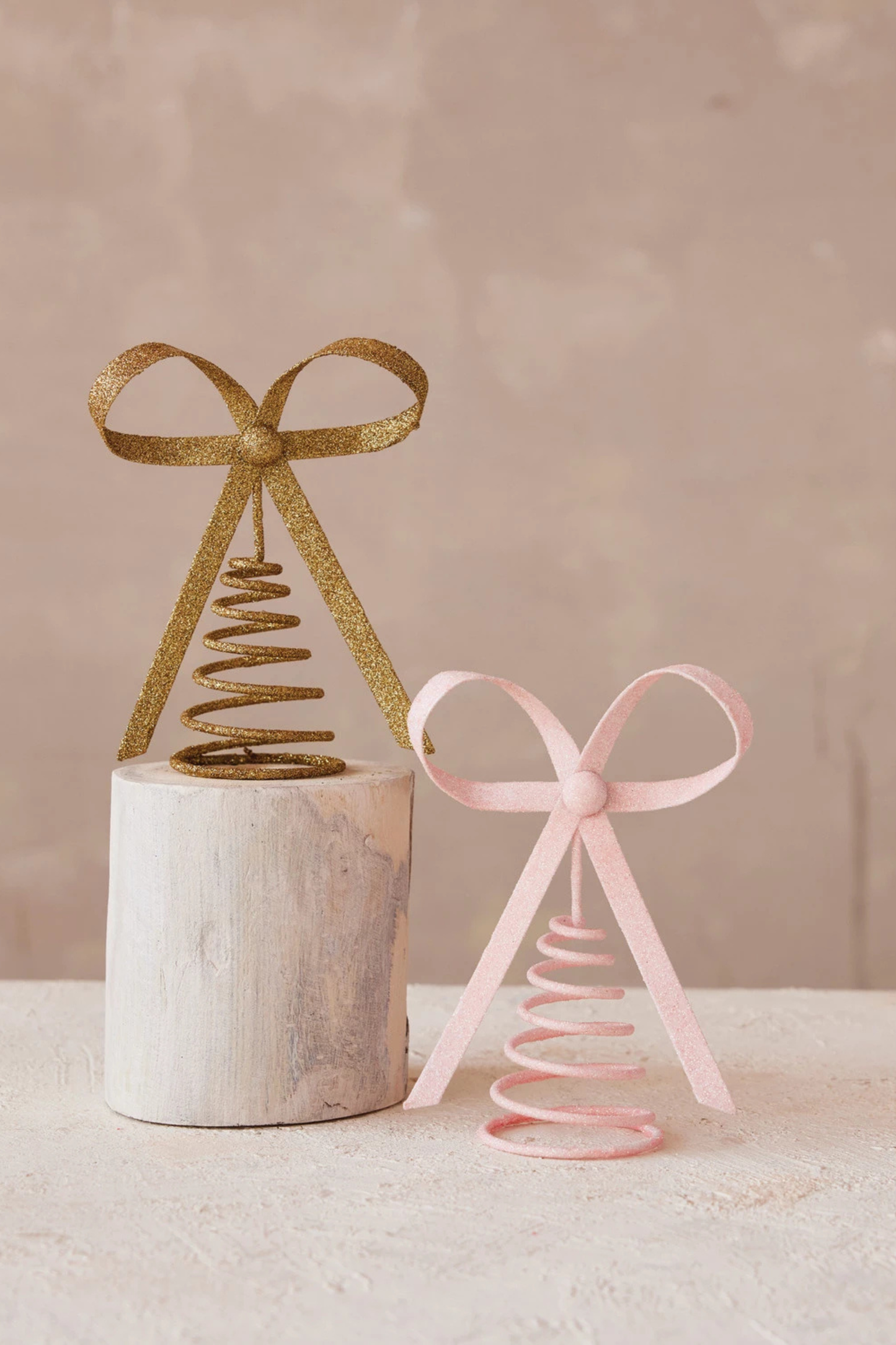 Metal Bow Tree Topper, Gold Glitter Finish