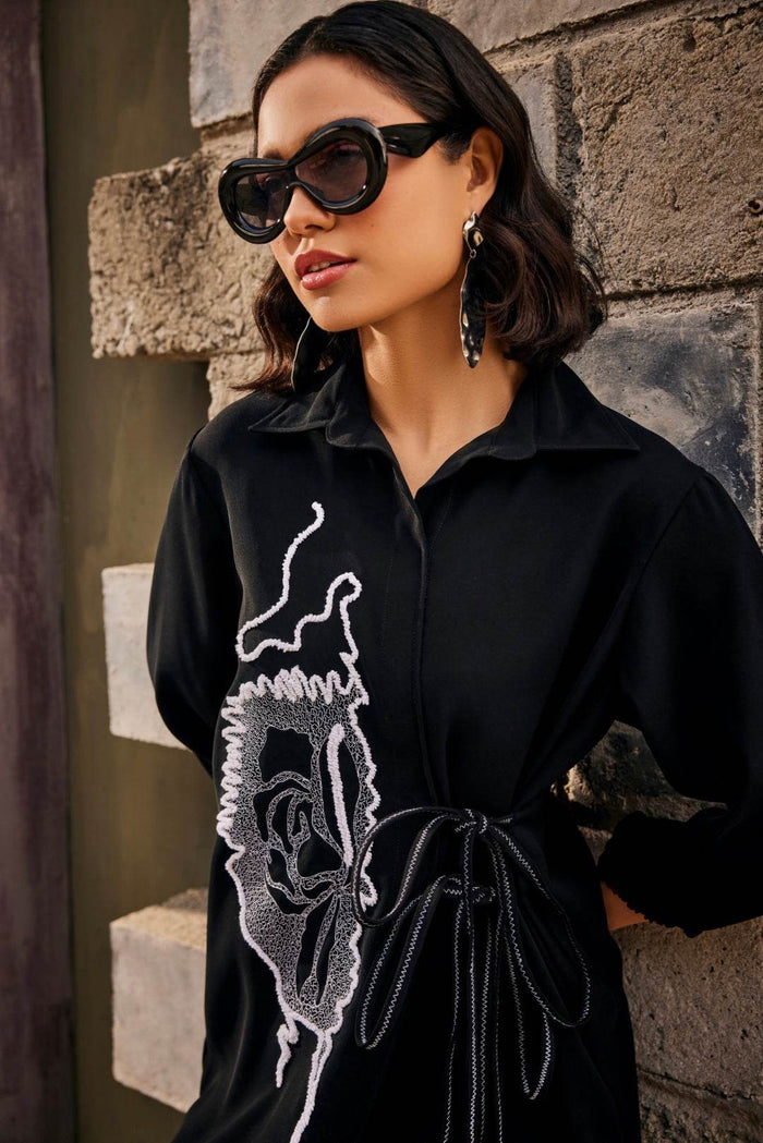 Midnight Black Shirt Dress