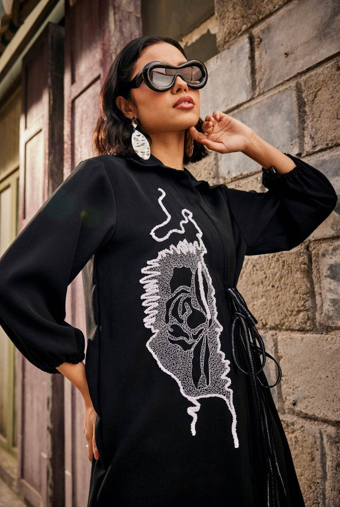 Midnight Black Shirt Dress