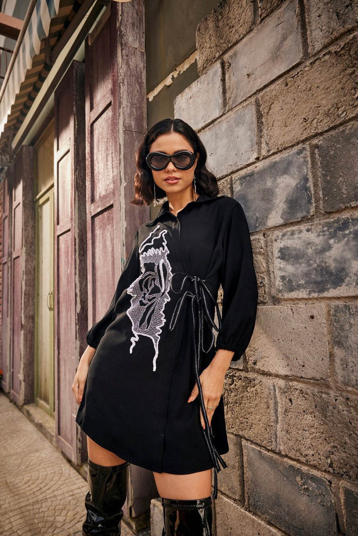 Midnight Black Shirt Dress