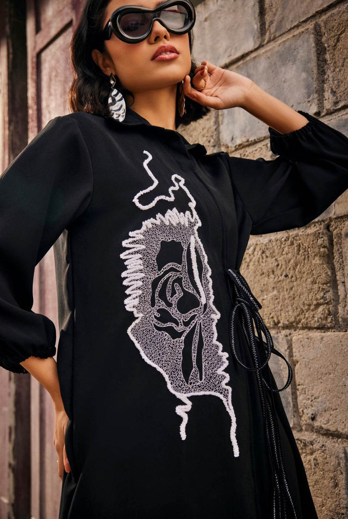Midnight Black Shirt Dress