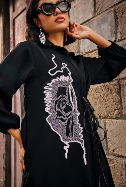 Midnight Black Shirt Dress