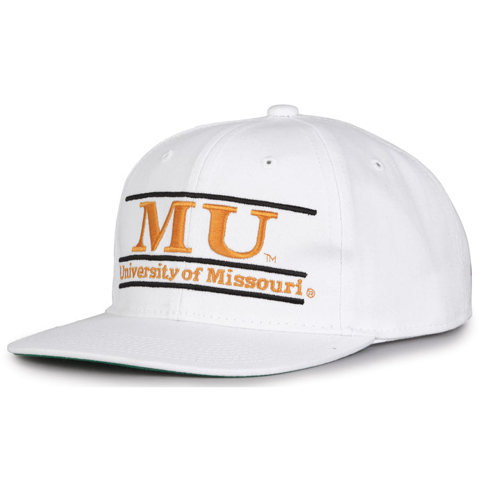 Missouri Retro Bar snapback hat in white, angled view