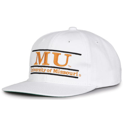 Missouri Retro Bar snapback hat in white, angled view