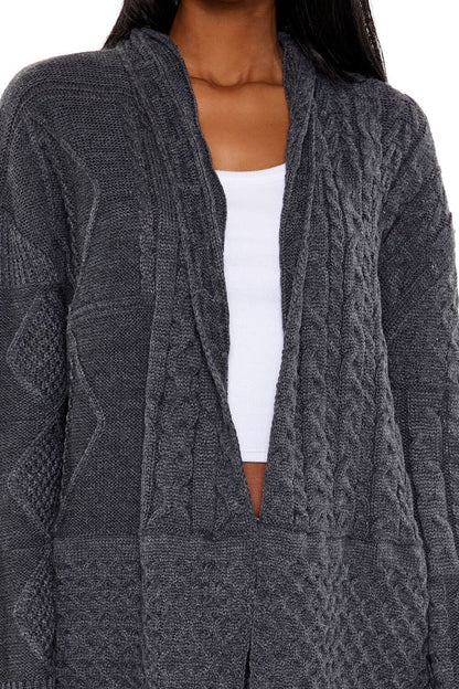 Mixed Knit Cardigan Sweater